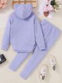 Little Girls' Hooded Long Sleeve Sweatshirt And Pants Set