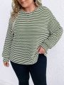 SHEIN LUNE Plus Striped Print Drop Shoulder Tee