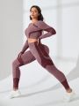 Yoga Basic Plus Size Color Block Seamless Sportswear Set