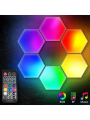 6pcs Hexagon LED Smart Light Panels, Esports Atmosphere Lamp Intelligent Strange Light, Plate Background Lamp Voice Control Induction APP Remote Control Tone