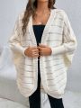 SHEIN Frenchy Striped Pattern Batwing Sleeve Duster Cardigan