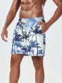 Men'S Tree Print Drawstring Beach Shorts