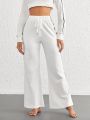 SHEIN Leisure Contrast Tape Side Knot Front Wide Leg Lounge Pants