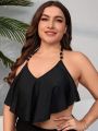 SHEIN Swim Vcay Plus Size Women's Beaded Halter Bikini Top