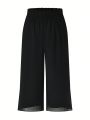 Plus Size Women'S Solid Color Elastic Waist Pants