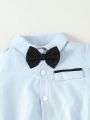 2pcs/Set Baby Boy's Gentleman Style Solid Color Casual Summer Outfit