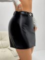 SHEIN Coolane Women'S Pu Short Skirt