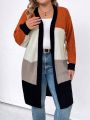 SHEIN LUNE Plus Size Colorblock Drop Shoulder Cardigan