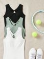 Women'S Solid Color V-Neck Sport Tank Top