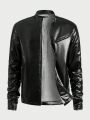 SHEIN Men Zip Up PU Leather Teddy Lined Jacket