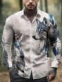 Manfinity LEGND Men's Plus Size Wolf Pattern Printed Shirt