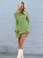 SHEIN Essnce Back Strap Long Sleeve Dress