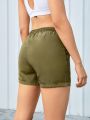 SHEIN Street Sport Letter Print Drawstring Waist Slant Pocket Sports Shorts