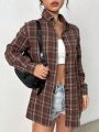 Women's Plaid Button Down Collar Long Sleeve Shirt