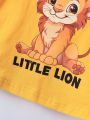 Fashionable Infant Boys' Casual Lion Pattern Short Sleeve T-Shirt And Shorts Set