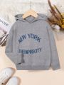 Toddler Boys' Hooded Sweater With Letter Pattern