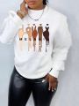 SHEIN SXY Gesture Graphic Drop Shoulder Sweatshirt