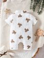 SHEIN Boys Baby Bear Print Jumpsuit