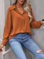 SHEIN LUNE Solid Button Front Shirt