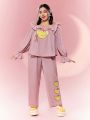 CARDCAPTOR SAKURA | SHEIN Plus Size Cartoon Print Ruffle Trim Pajama Set