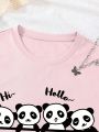 Girls' (Big) Panda Slogan Printed T-Shirt