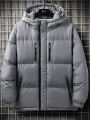 Men's Zipper Closure Hooded Jacket With Drawstring Design