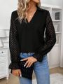 SHEIN Frenchy Solid Color Mesh Splice Shirt