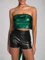 SHONTAY RACQUEL Solid Color Backless Tube Top With Oversized Bow