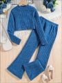 Teen Girls' Solid Color Ribbed Knit Two Piece Set