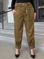 Plus O-ring Linked Belted Tapered Pants