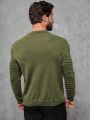 Extended Sizes Men'S Plus Size Solid Color Sweater With Round Neckline