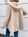 SHEIN Frenchy Solid Color Hooded Furry Coat