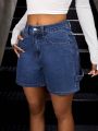 Women's Straight-Leg Denim Shorts With Slanted Pockets