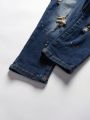 Young Boy Jeans, New Arrival Casual & Stylish, Paint Splash & Distressed Design, Washed Denim Slim Fit Pants