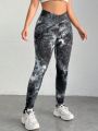 SHEIN Coolane Plus Size Women's Tie Dye V-waist Leggings