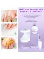 Saviland Gel Nail Glue with Mini Nail Lamp Kit, 4-in-1 U V Nail Glue Gel 15ML for Nail Tips and 16W Portable U V light for Easy and Fast Curing Gel Nail extension DIY Nail Art