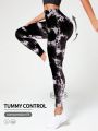 SHEIN Yoga Trendy Tie-Dyed Sport Leggings
