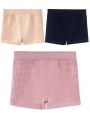 3pcs Solid Hollow Out Boyshorts