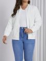 SHEIN LUNE Plus Size Jacquard Zip-front Baseball Jacket