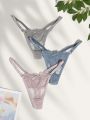 3pack Floral Lace Bow Front Thong