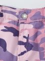 Young Girl Camo Print Flap Pocket Cargo Jeans