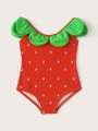 Baby Girls Strawberry Pattern One Piece Swimwear