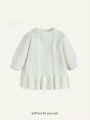 Cozy Cub Baby Girls' Casual Cute A-line Sweater Dress With Round Neckline And Turnover Cuffs