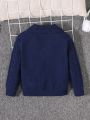 SHEIN Young Boy Loose Fit Turtleneck Oversized Casual Sweater With Long Sleeves