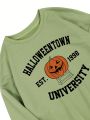 Plus Halloween Print Drop Shoulder Sweatshirt