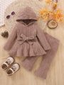 Baby Girl Hooded Belted Top & Flare Leg Pants