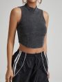 SHEIN Essnce Half High Neck Short Tank Top