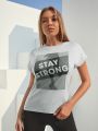 SHEIN Street Sport Absorbs Sweat Letter Graphic Sports Tee