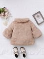 Baby Solid Bishop Sleeve Peter Pan Collar Teddy Coat