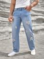 SHEIN Men Ripped Straight Leg Jeans